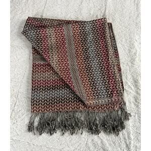 100% Pashmina Cashmere Scarf Fringe Multicolor Shawl Wrap Zigzag Chevron